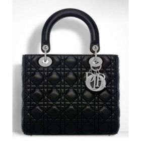 Dior Lady Dior Medium Classic Tote Bag With Lambskin Black