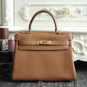 Hermes Kelly Bag 28,32CM In Brown Clemence Leather