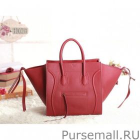 Celine Medium Phantom Bag In Red Calfskin