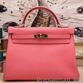 Hermes Kelly Bag In Rose Lipstick Clemence Leather