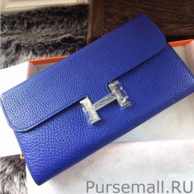 Hermes Constance Long Wallet In Electric Blue Leather