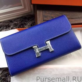 Hermes Constance Long Wallet In Electric Blue Epsom Leather