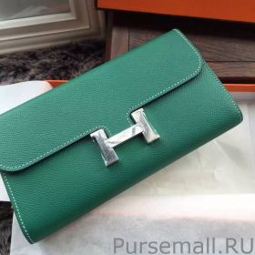 Hermes Constance Long Wallet In Malachite Epsom Leather