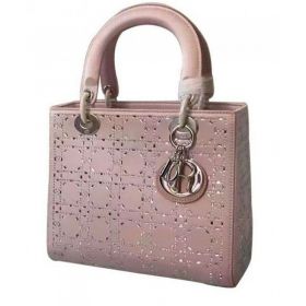 Dior Lady Dior Medium Cannage Studded tote Bag Pink