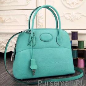 Hermes Bolide Tote Bag In Turquoise Leather