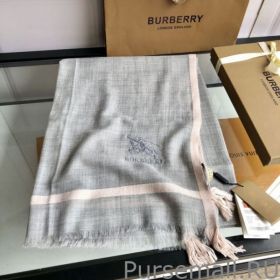 Burberry Cashmere Solid Color Thin Schawl 80 x 200 Gray
