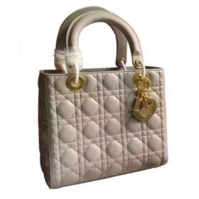 Dior Lady Dior Medium Classic Tote Bag With Lambskin Gray