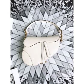 Christian Dior Mini Saddle Calfskin Bag White