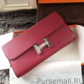 Hermes Constance Long Wallet In Fuchsia Leather