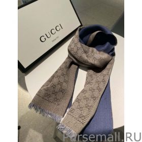 GG jacquard cashmere scarf 23 x 180 Dark Blue