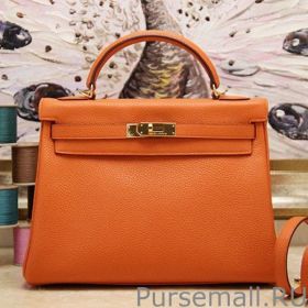 Hermes Kelly Bag 28,32CM In Orange Clemence Leather