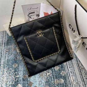 Calfskin Shopping Bag AS2973 Black