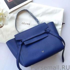 Celine Mini Belt Tote Bag In Indigo Grained Leather