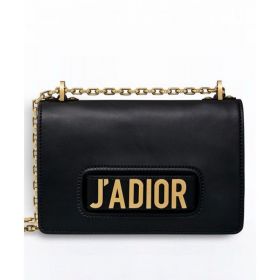 Dior J'ADIOR Flap Bag With Chain In Calfskin M9000 Black